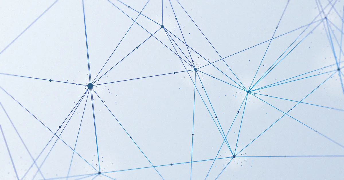 A dark blue abstract network of glowing nodes and connecting lines on a black background, labeled as an artistic representation of the Muse Glimmer model