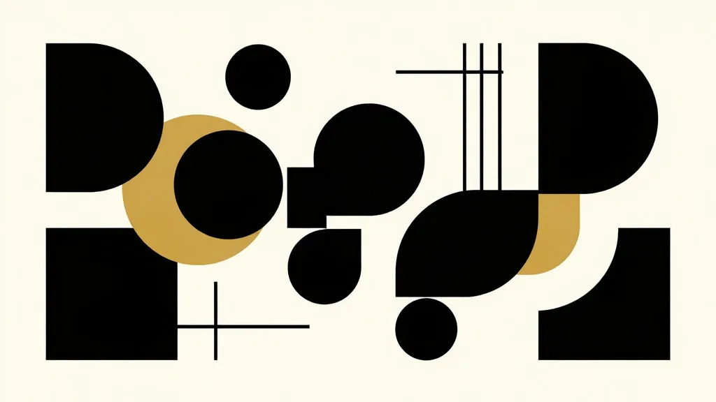 Abstract geometric figures face a layered grid of circles, rectangles and branching paths, suggesting guided practice and feedback.