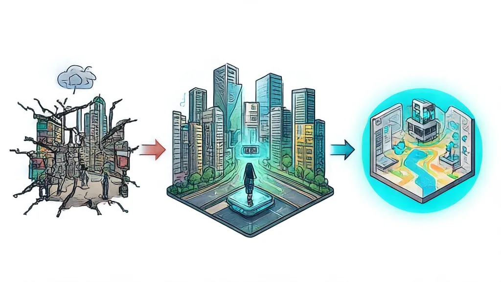 Editorial explainer illustration for UrbanGround: From Local Perception to Spatial Agency in a Real-Scale City