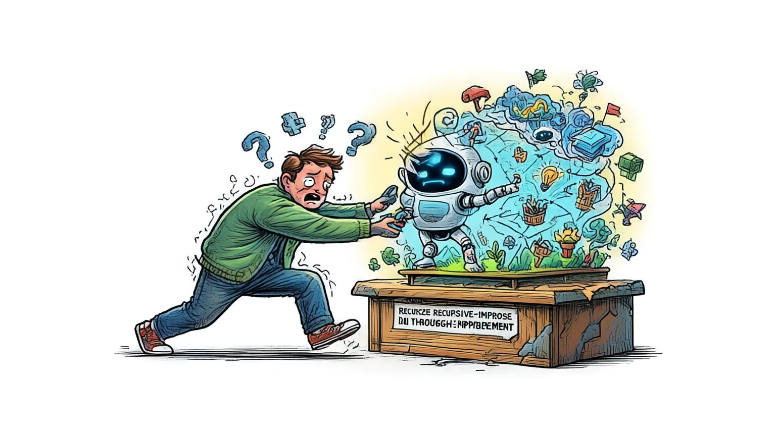 Editorial explainer illustration for Dream-RSI: Recursive Self-Improvement through Evolving Worlds