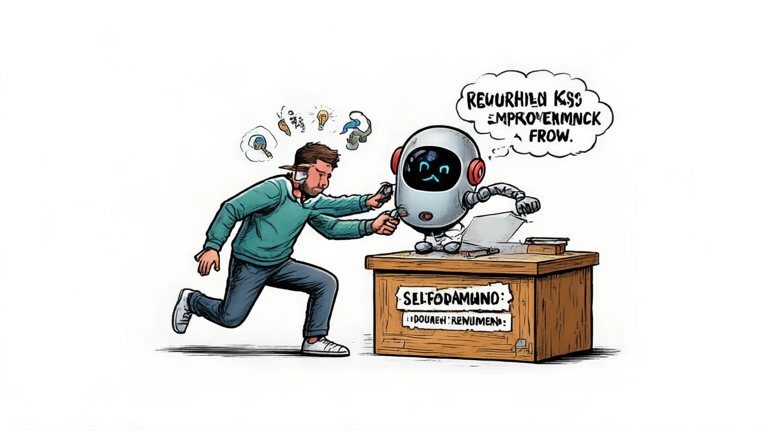 Editorial explainer illustration for The Last AI Built by Humans: Toward Genuine Recursive Self-Improvement