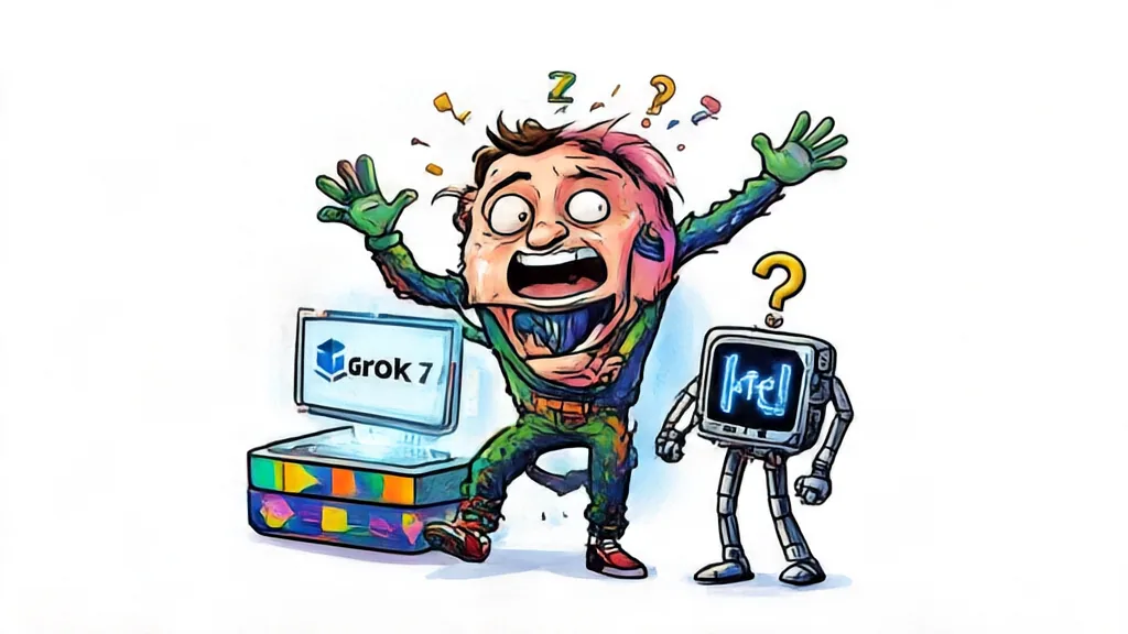 An abstract geometric illustration of a shape entering a larger structure of connected blocks, representing Grok 4.7 arriving on Amazon Bedrock.