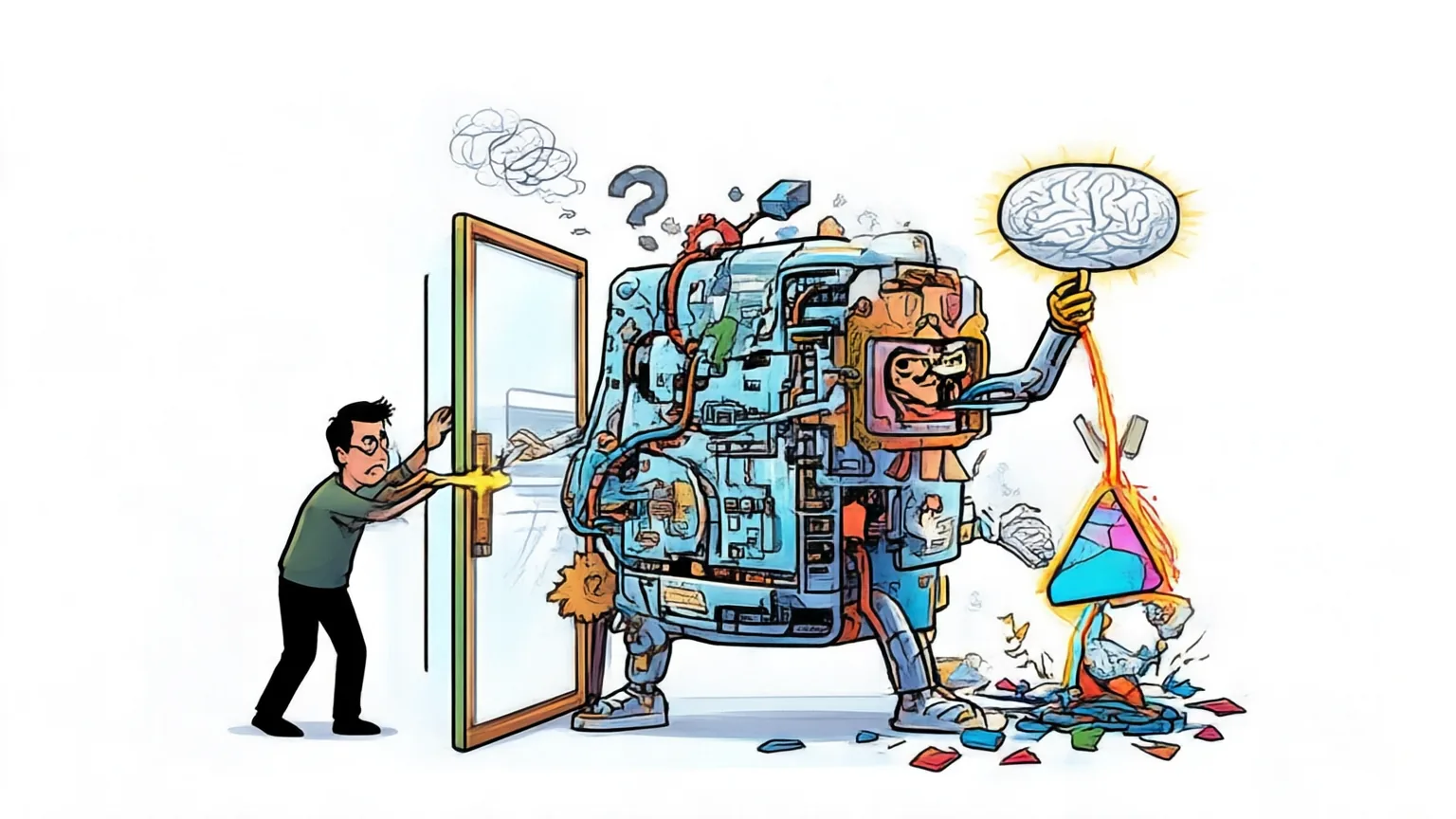 Editorial explainer illustration for Questioning the Questions: Sustaining Self-Evolution in Reasoning Models